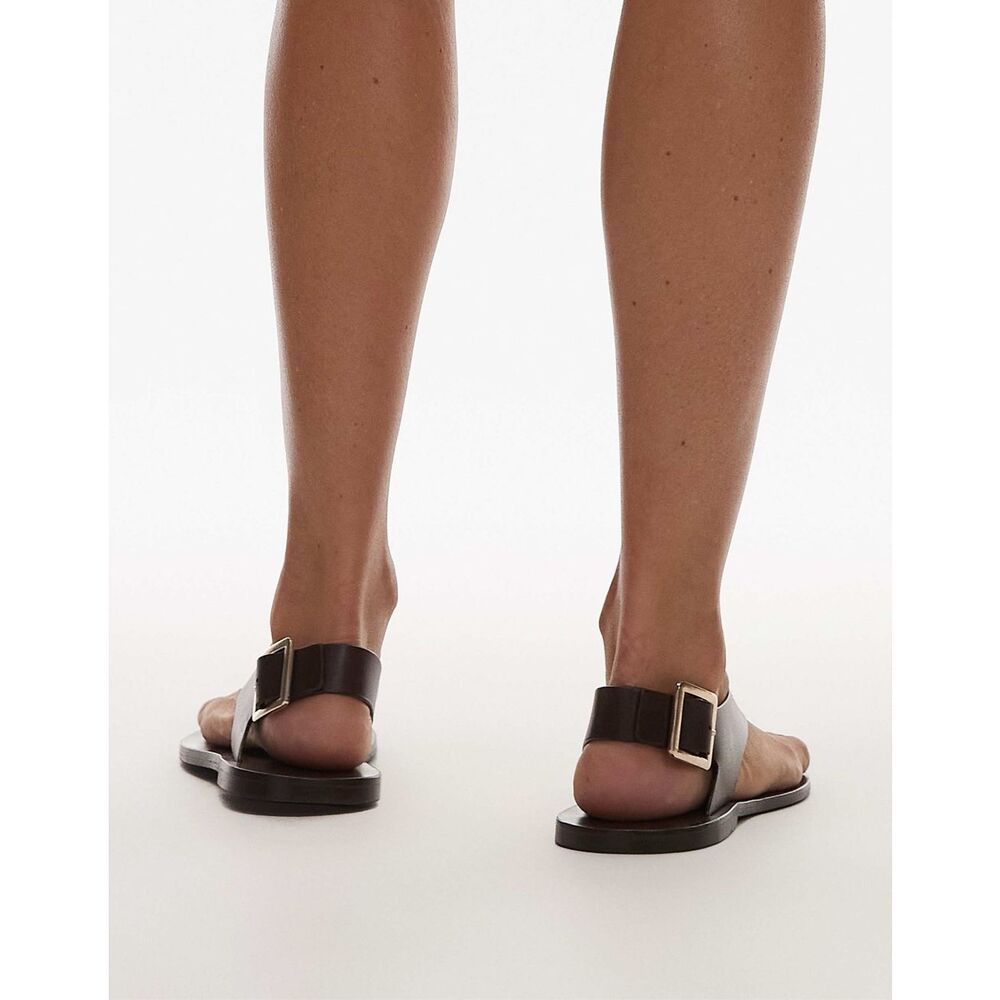 Mango $129 MNG Leather Toe Loop Buckle Strap Sandals Black EUR 39 NEW - Picture 8 of 9